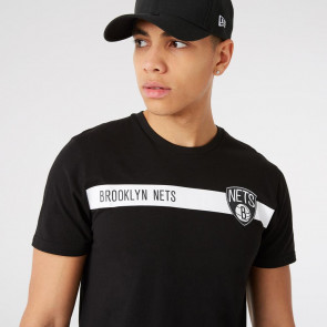 New Era NBA Brooklyn Nets Team Logo Stripe T-Shirt ''Black'' 