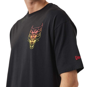 New Era NBA Chicago Bulls Stacked Team Logo T-Shirt ''Black''