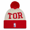 New Era NBA Draft Toronto Raptors Bobble Beanie Hat ''Cream/Red''